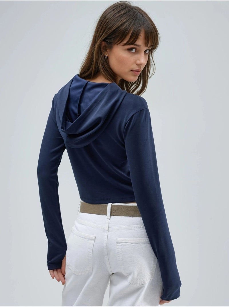 Chaqueta de corte regular con capucha y cremallera busem Azul marino - Kiabi