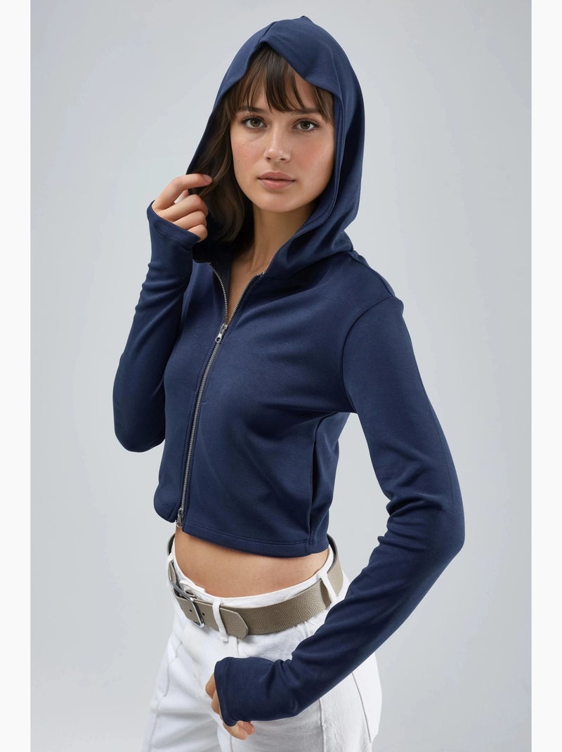 Chaqueta de corte regular con capucha y cremallera busem Azul marino - Kiabi