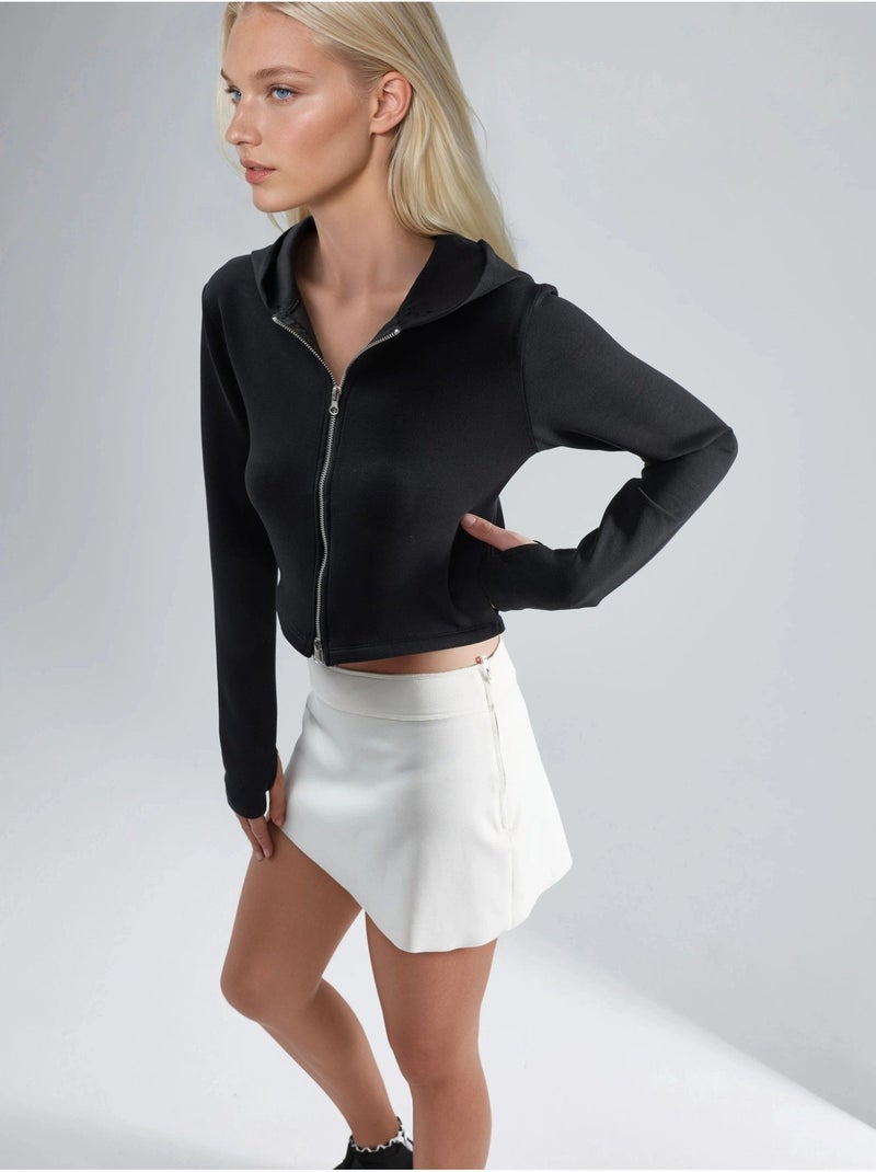 Chaqueta de corte regular con capucha y cremallera busem Negro - Kiabi