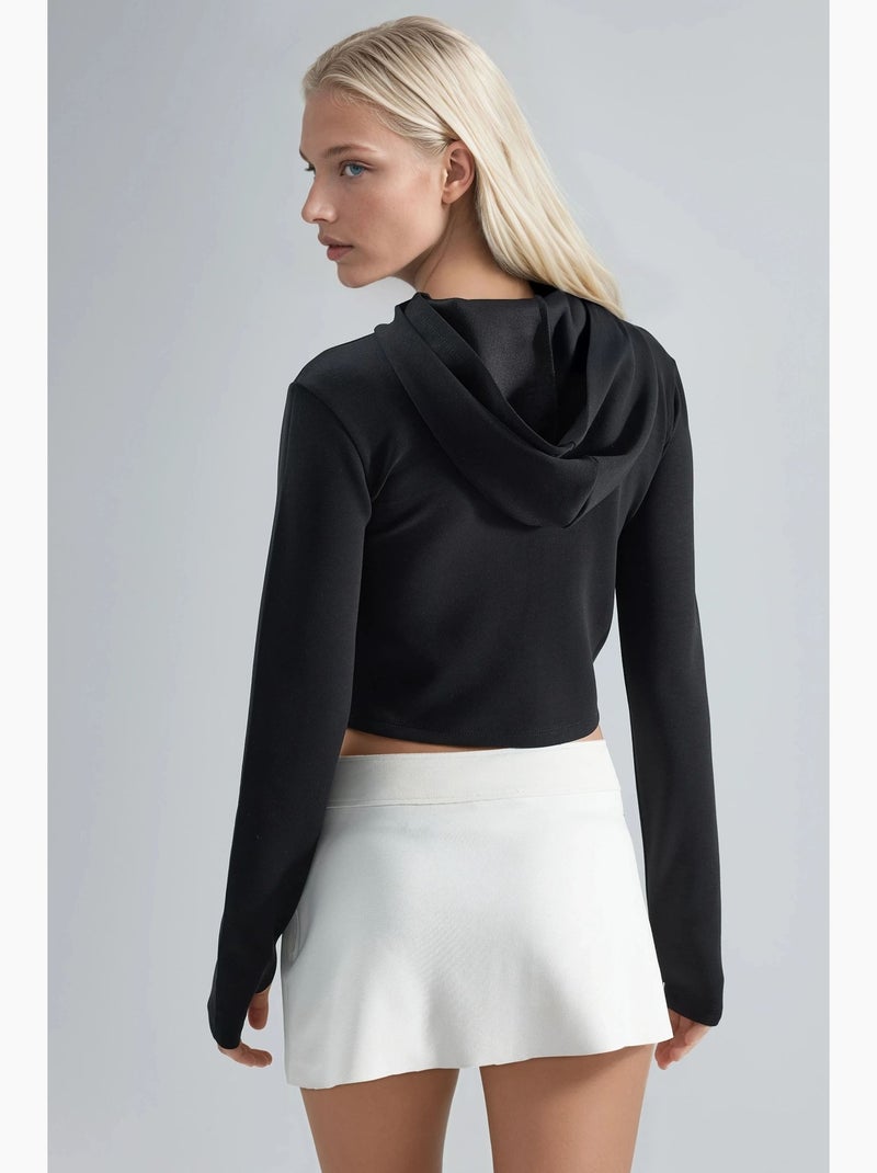 Chaqueta de corte regular con capucha y cremallera busem Negro - Kiabi