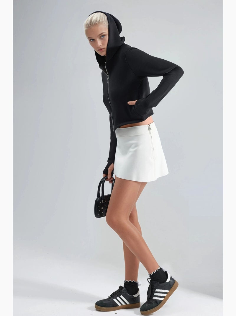 Chaqueta de corte regular con capucha y cremallera busem Negro - Kiabi