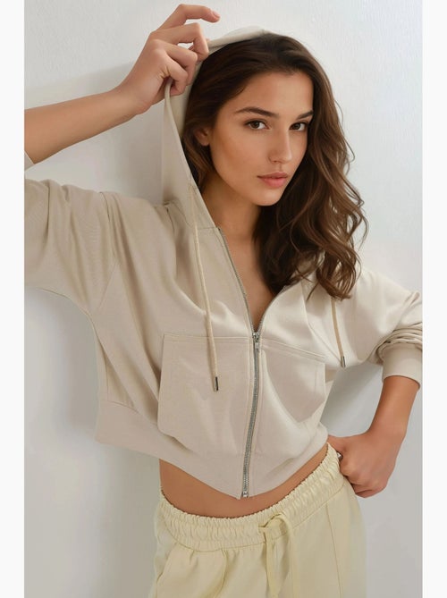 Chaqueta de corte relajado con capucha y cremallera busem - Kiabi Chaqueta de corte relajado con capucha y cremallera busem - Kiabi