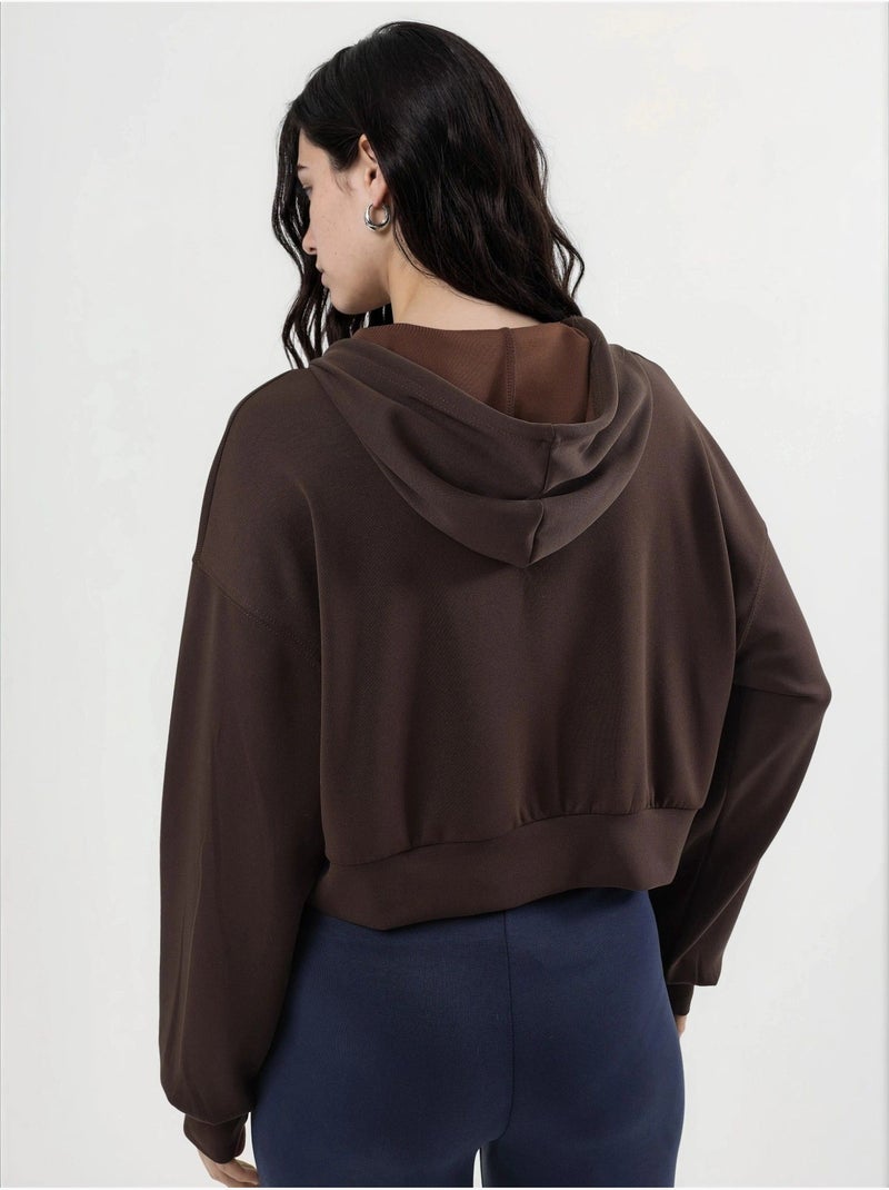 Chaqueta de corte relajado con capucha y cremallera busem Marrón chocolate - Kiabi