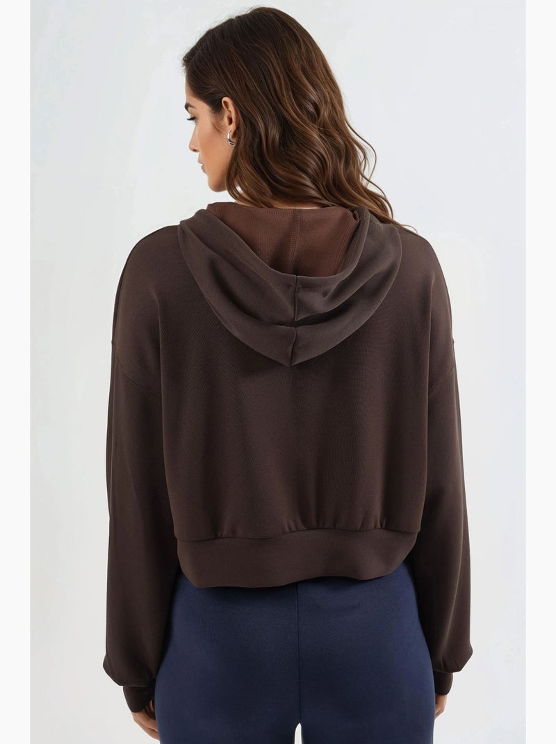 Chaqueta de corte relajado con capucha y cremallera busem Marrón oscuro - Kiabi