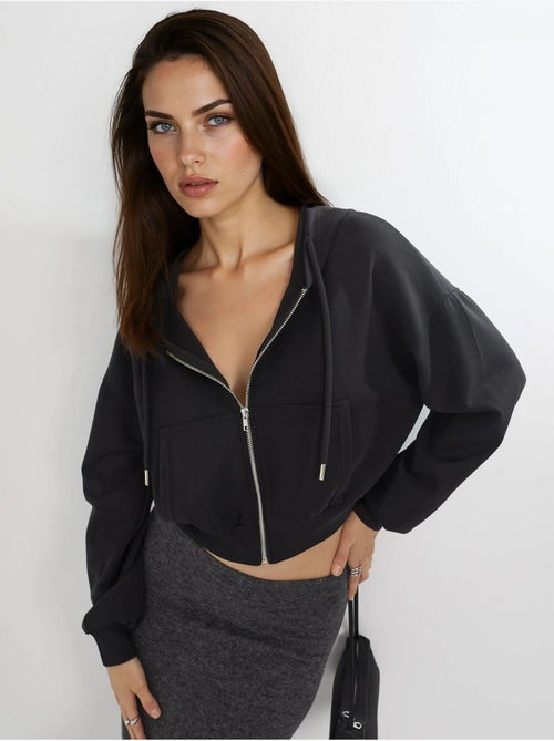 Chaqueta de corte relajado con capucha y cremallera busem - Kiabi