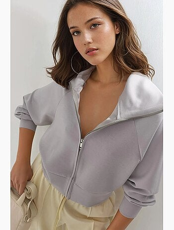 Chaqueta de corte relajado con cremallera y cuello de chaqueta busem