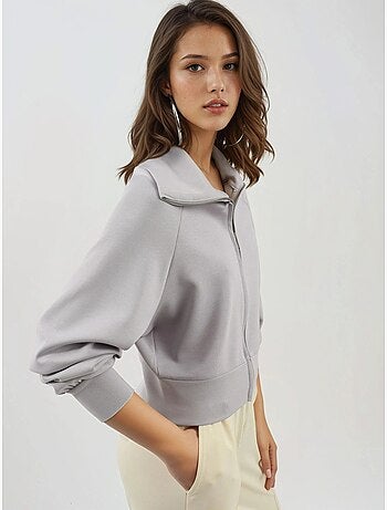 Chaqueta de corte relajado con cremallera y cuello de chaqueta busem