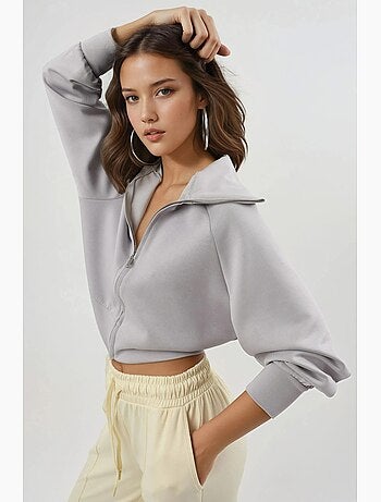 Chaqueta de corte relajado con cremallera y cuello de chaqueta busem