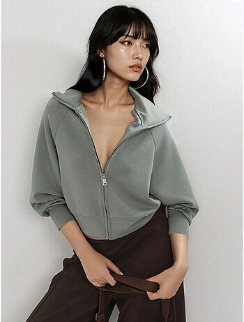 Chaqueta de corte relajado con cremallera y cuello de chaqueta busem