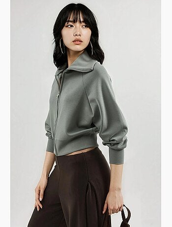 Chaqueta de corte relajado con cremallera y cuello de chaqueta busem