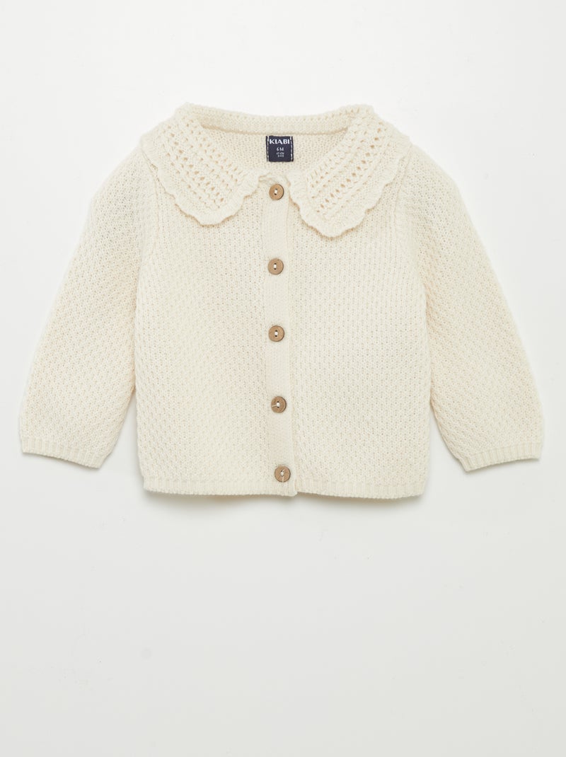 Chaqueta de croché con cuello bebé BEIGE - Kiabi