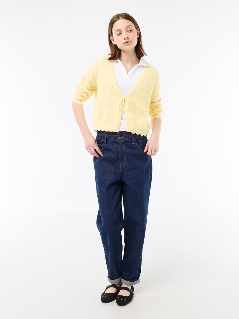 Chaqueta de croché con lazada festoneado Amarillo - Kiabi