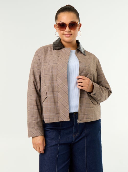 Chaqueta de cuadros con cuello de vinilo - Kiabi