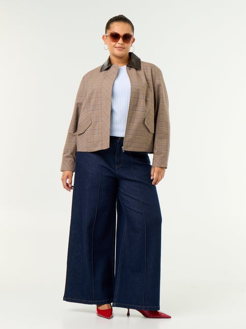 Chaqueta de cuadros con cuello de vinilo - Kiabi