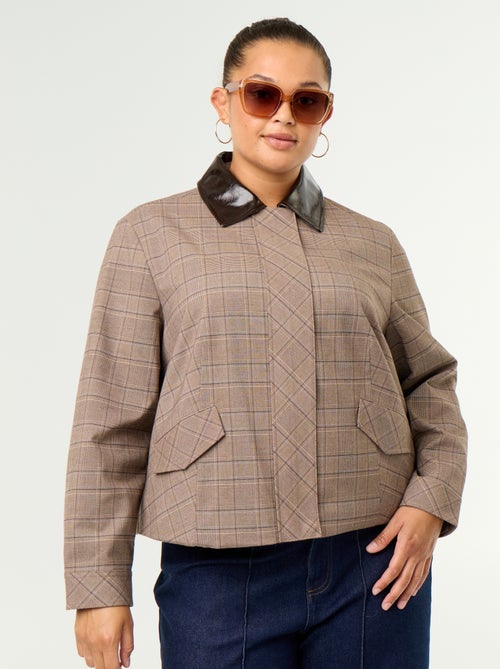Chaqueta de cuadros con cuello de vinilo - Kiabi