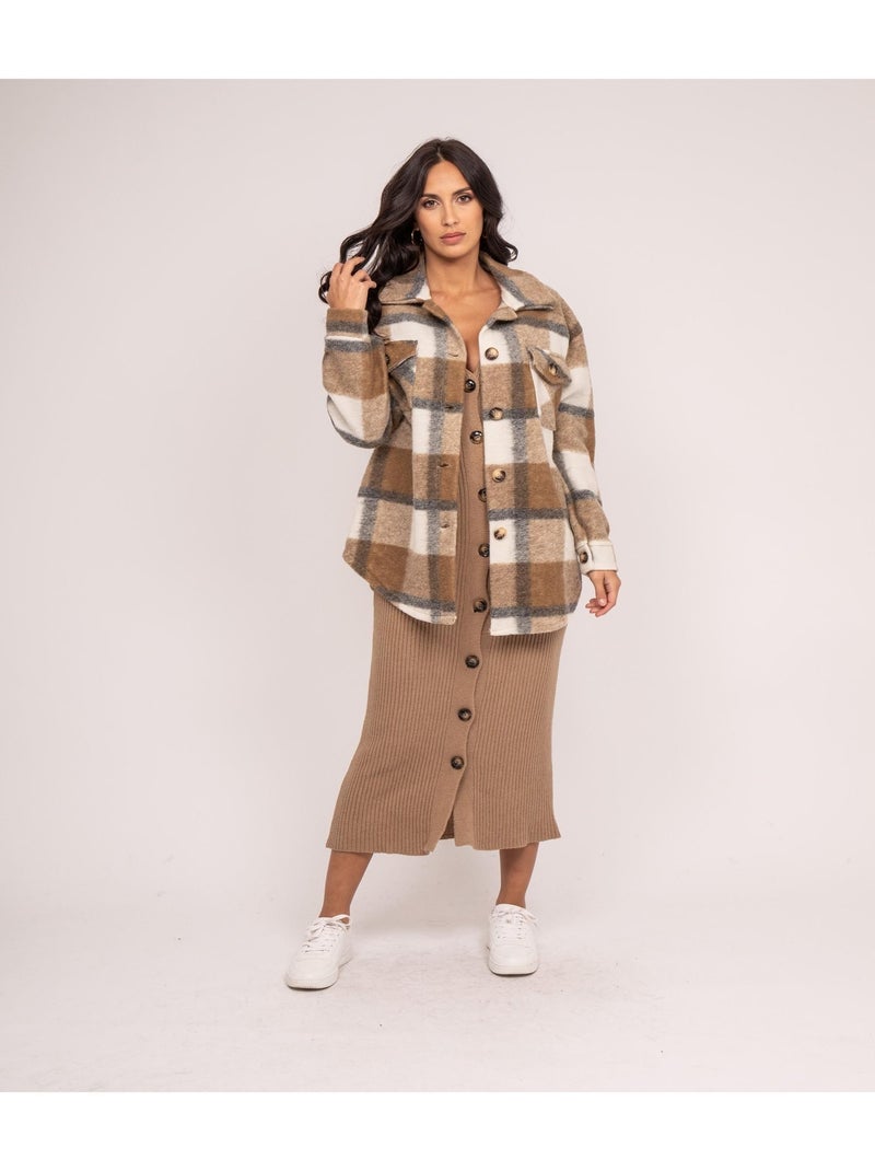 Chaqueta de cuadros UKARL Beige - Kiabi