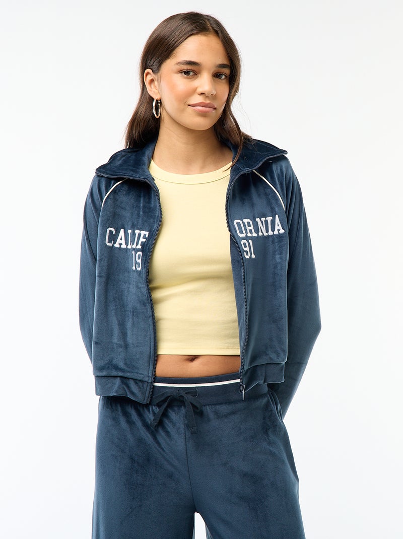 Chaqueta de cuello alto en terciopelo Azul - Kiabi