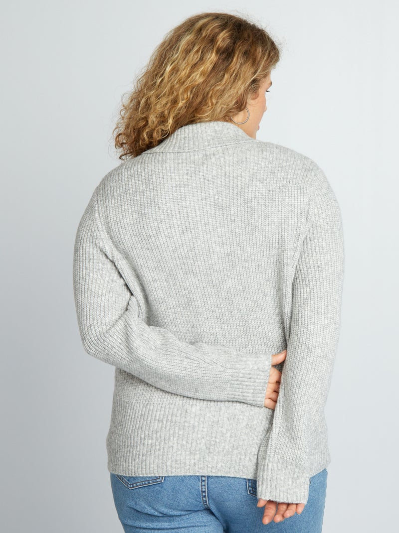 Chaqueta de cuello polo con cremallera gris - Kiabi