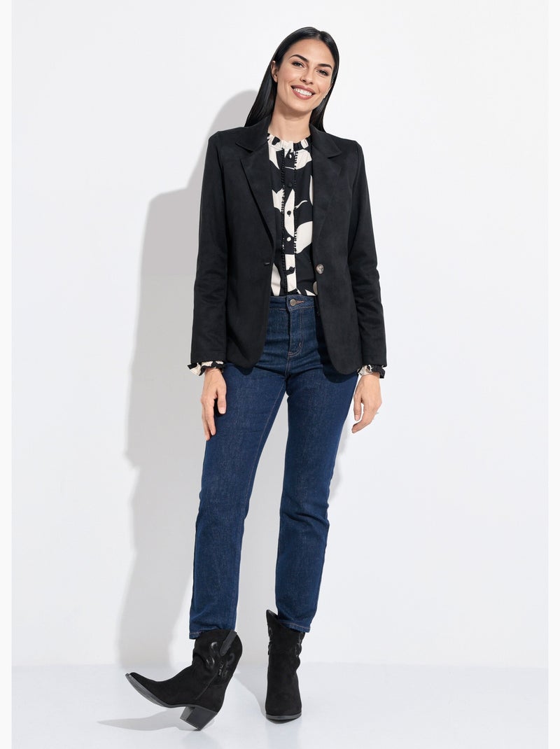 Chaqueta de cuello sastre de sarga suave con 1 botón - AFIBEL Negro - Kiabi