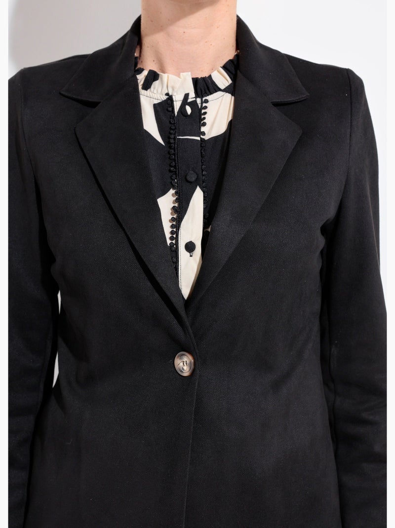 Chaqueta de cuello sastre de sarga suave con 1 botón - AFIBEL Negro - Kiabi