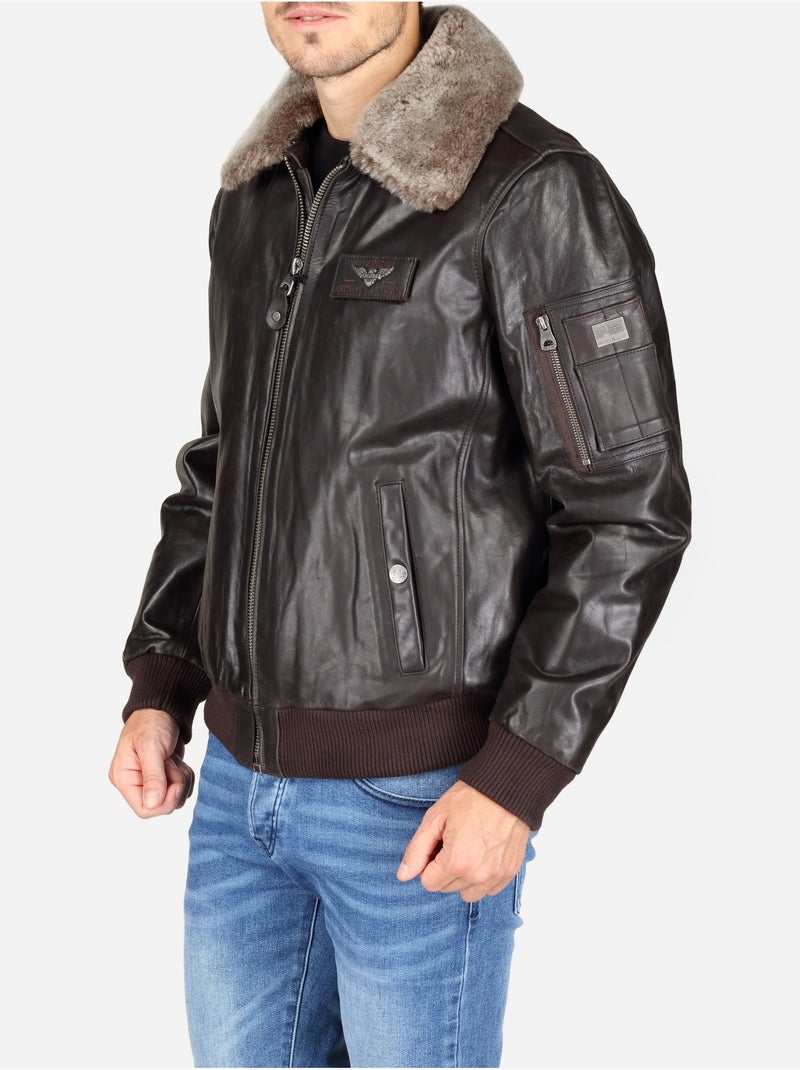 Chaqueta de cuero - redskins Marrón oscuro - Kiabi