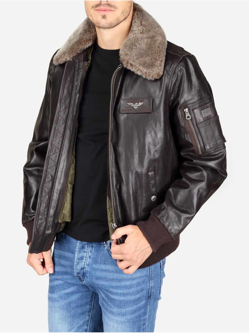 Chaqueta de cuero - redskins Marrón oscuro - Kiabi