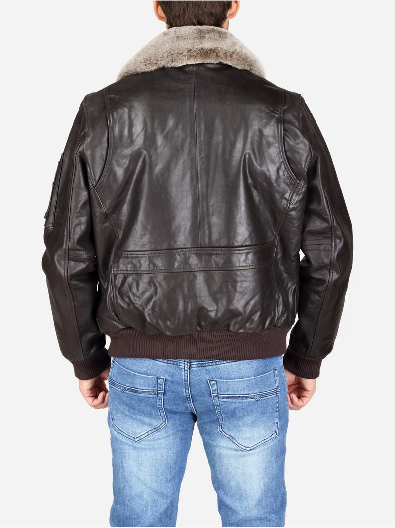 Chaqueta de cuero - redskins Marrón oscuro - Kiabi