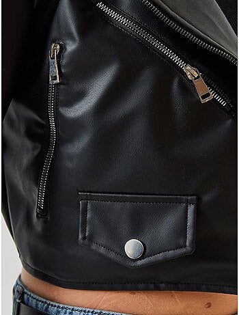 Chaqueta de cuero con detalle de cremallera asimétrica lucci