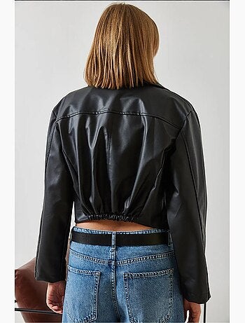Chaqueta de cuero con detalle de cremallera asimétrica lucci