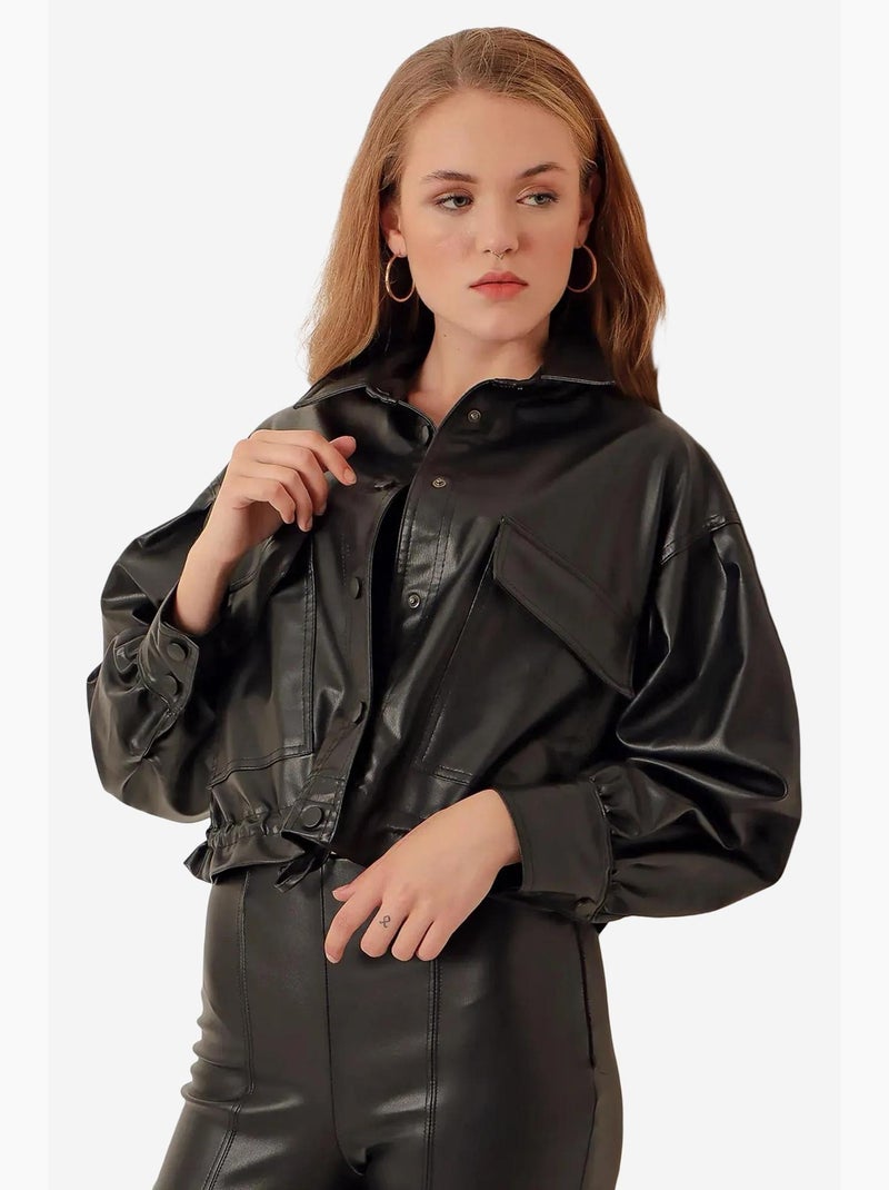 Chaqueta de cuero corta bdart Negro - Kiabi