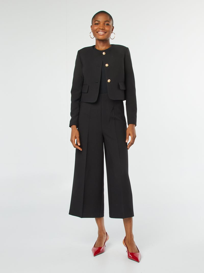 Chaqueta de de traje corta con botones dorados negro - Kiabi