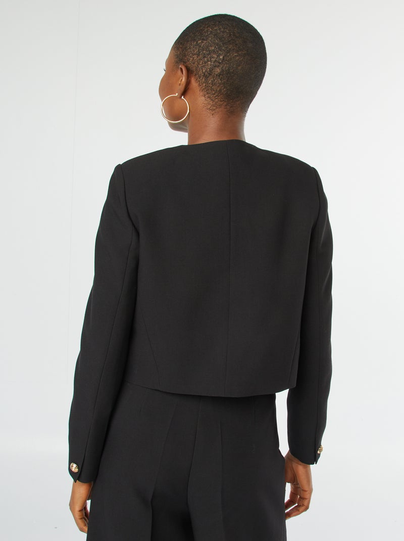 Chaqueta de de traje corta con botones dorados negro - Kiabi