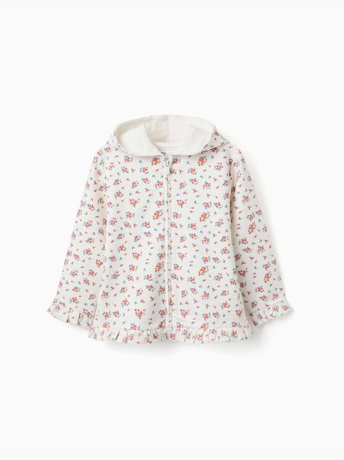 Chaqueta de felpa con capucha y estampado floral - Kiabi Chaqueta de felpa con capucha y estampado floral - Kiabi