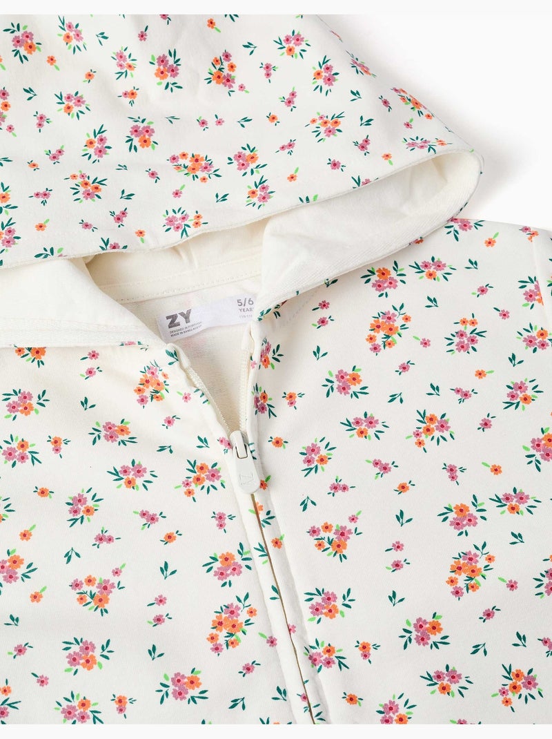 Chaqueta de felpa con capucha y estampado floral Beige claro - Kiabi