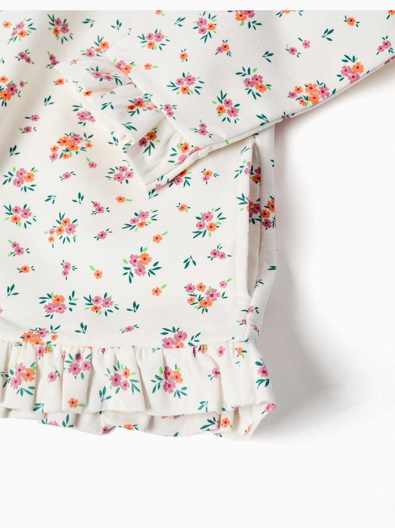 Chaqueta de felpa con capucha y estampado floral Beige claro - Kiabi