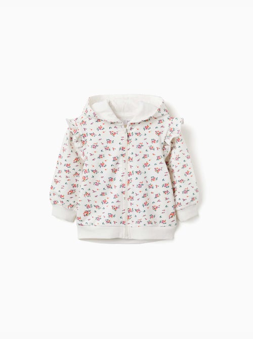 Chaqueta de felpa con capucha y estampado floral - Kiabi Chaqueta de felpa con capucha y estampado floral - Kiabi