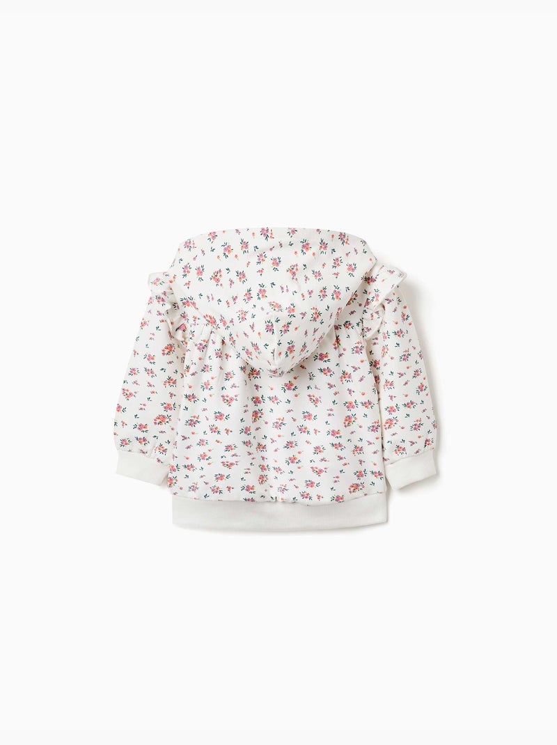 Chaqueta de felpa con capucha y estampado floral Beige claro - Kiabi