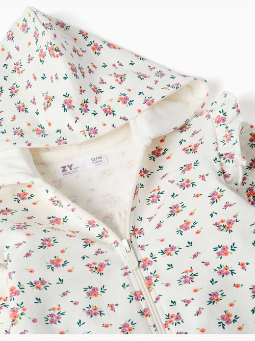 Chaqueta de felpa con capucha y estampado floral - Kiabi Chaqueta de felpa con capucha y estampado floral - Kiabi