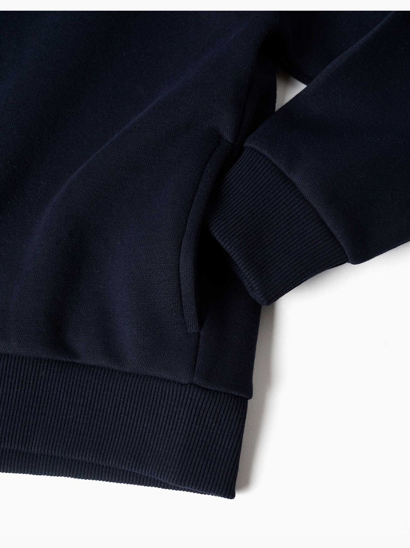Chaqueta de felpa con capucha y forro perchado Azul oscuro - Kiabi
