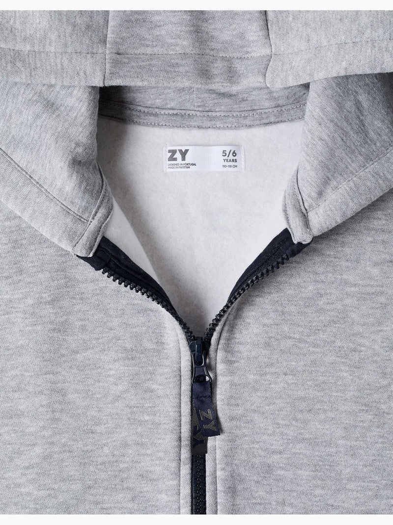 Chaqueta de felpa con capucha y forro perchado Gris - Kiabi