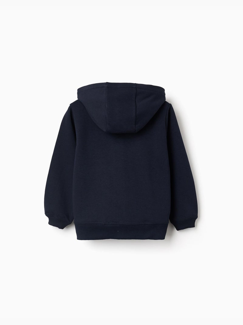 Chaqueta de felpa con capucha y M bordada Azul oscuro - Kiabi