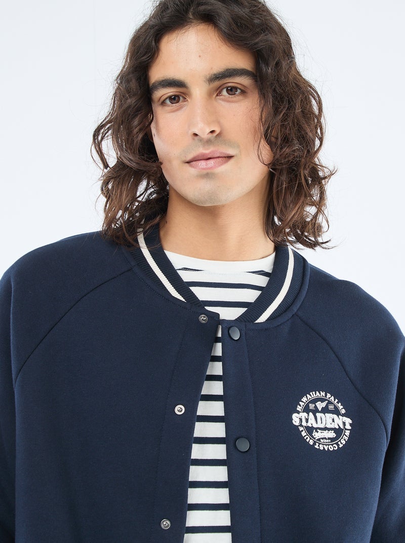 Chaqueta de felpa estilo americano Azul - Kiabi
