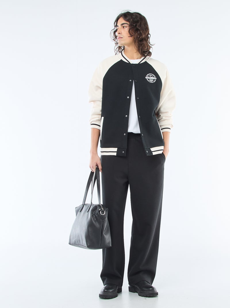 Chaqueta de felpa estilo americano Negro - Kiabi