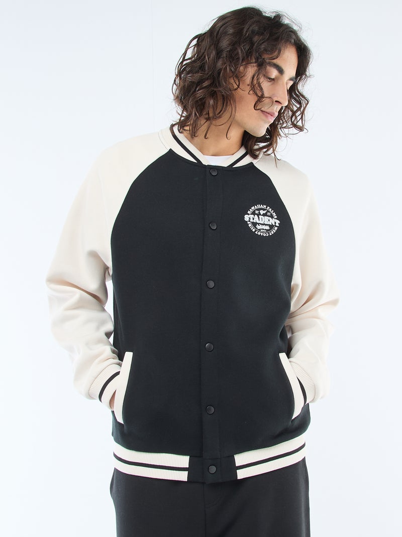 Chaqueta de felpa estilo americano Negro - Kiabi