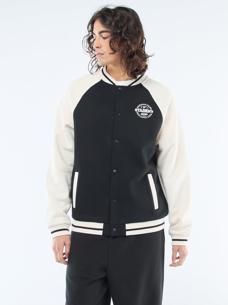 Chaqueta de felpa estilo americano Negro - Kiabi