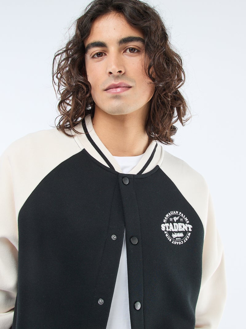 Chaqueta de felpa estilo americano Negro - Kiabi