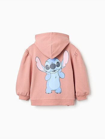 Chaqueta de felpa perchada con capucha y estampados de Stitch