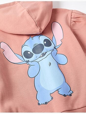 Chaqueta de felpa perchada con capucha y estampados de Stitch