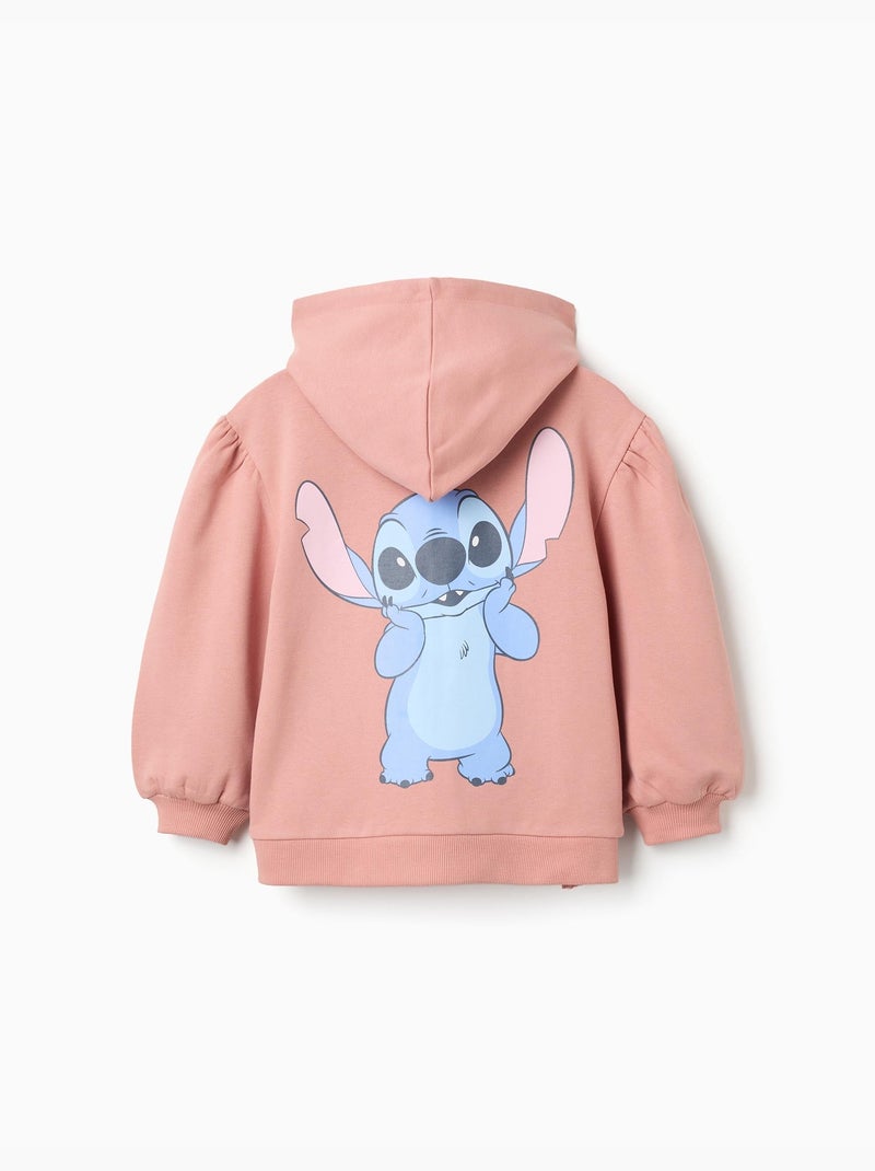 Chaqueta de felpa perchada con capucha y estampados de Stitch Rosa - Kiabi