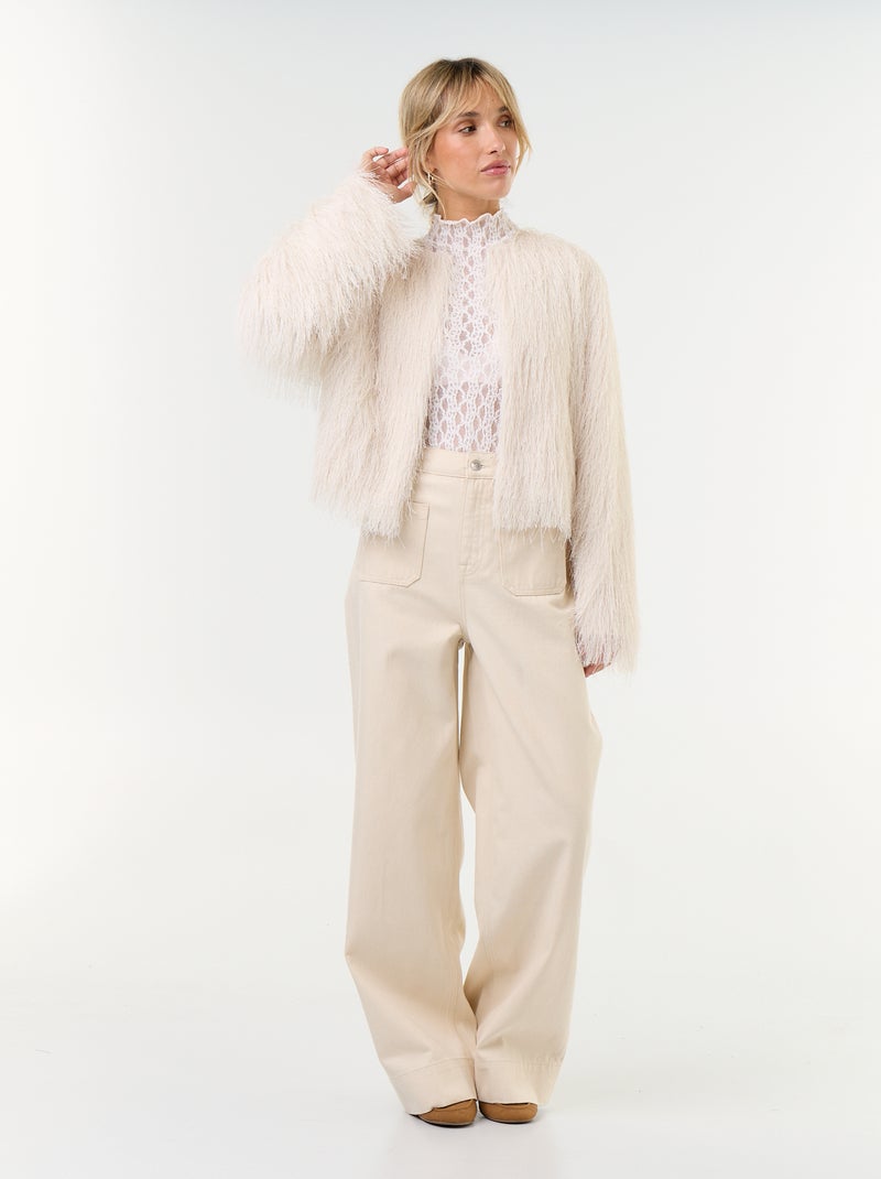 Chaqueta de flecos Beige - Kiabi